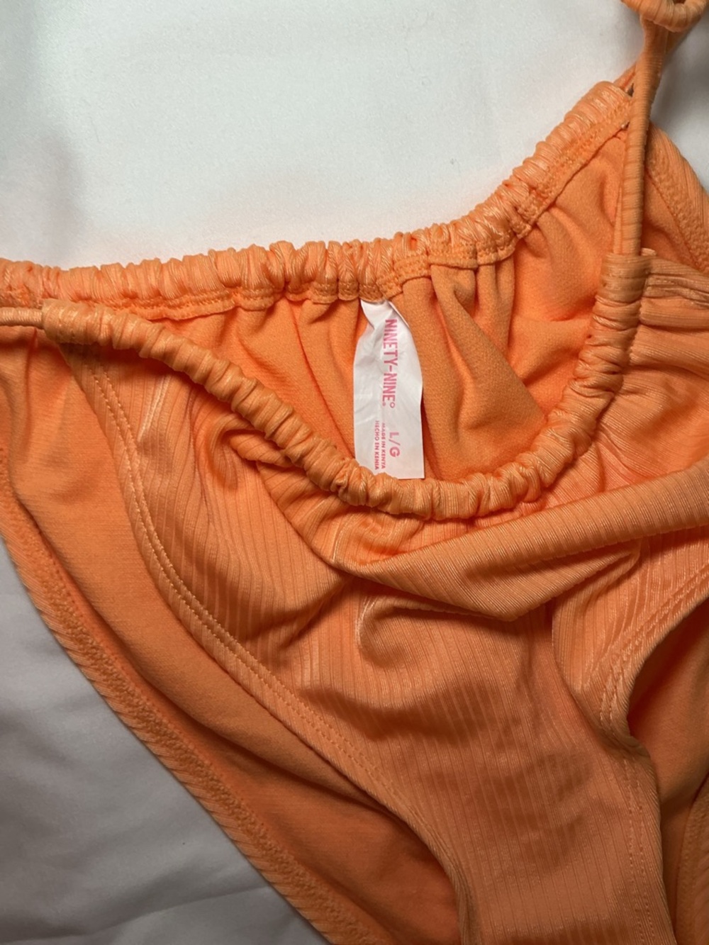 Orange Ribbed Tie-Side Bikini Set - Women Intimates & Sleepwear - Picture 5 of 8